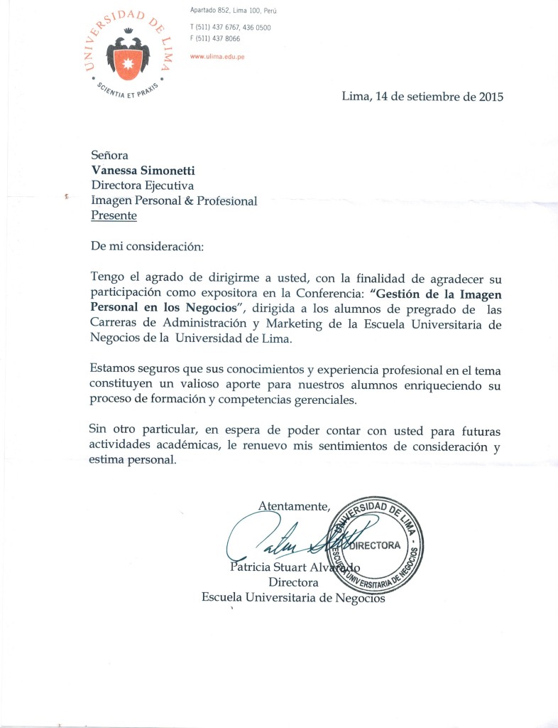 Carta de Agradecimiento ULIMA